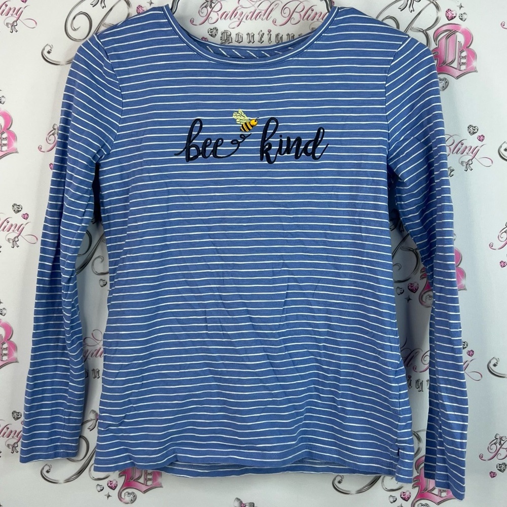 Talbots long sleeve bee 🐝 shirt Blue Striped 'Bee Kind' Long Sleeve Shirt